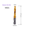 1-6pc M3 M4 M5 M6 M8 M10 Tap Drill Bits 1/4 Hex Shank Machine Hand Taps Titanium Coated HSS Drilling Tap Bits Thread Screw Tools