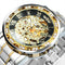 WINNER Transparent Skeleton Watch for Men Mechanical Wristwatches Diamond Watches Mens Luxury Stainless Steel Strap Unisex Clock