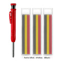 Solid Carpenter Pencil with Refill Leads and Built-in Sharpener for Deep Hole Mechanical Pencil Marker Marking Woodworking Tools