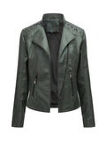 Autumn Winter Pu Faux Leather Jackets Women Long Sleeve Zipper Slim Motor Biker Leather Coat Female Outwear Tops