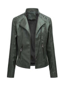 Autumn Winter Pu Faux Leather Jackets Women Long Sleeve Zipper Slim Motor Biker Leather Coat Female Outwear Tops