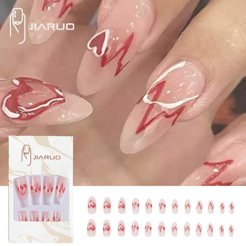 Fake Nails Art Nail Tips Press on False with Designs Set Full Cover Artificial Short Packaging Kiss Display Clear Tipsy Stick
