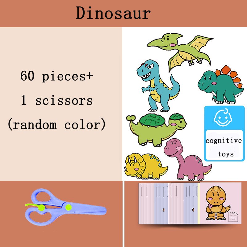 96 Pcs/Set Cartoon Color Paper Cutting Toys DIY Kids Craft Animal Handcraft Paper Art Learning Educational Toy