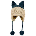 BomHCS Cute Fox Ears Beanie Winter Warm 100% Handmade Knit Hat