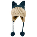 BomHCS Cute Fox Ears Beanie Winter Warm 100% Handmade Knit Hat