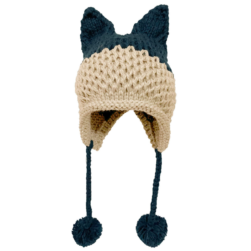 BomHCS Cute Fox Ears Beanie Winter Warm 100% Handmade Knit Hat