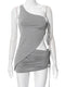 Jacqueline 2022 Drawstring Dress Summer Sets Womens Outfits Sexy One Shoulder Crop Top and Mini Skirts Sets Co-Ord Club Party