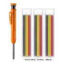 Solid Carpenter Pencil with Refill Leads and Built-in Sharpener for Deep Hole Mechanical Pencil Marker Marking Woodworking Tools