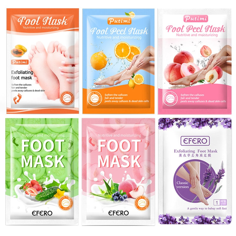 PUTIMI 6packs Exfoliating Foot Mask Feet Peeling Mask Spa Socks Smooth Dead Skin Remover Moisturizing Whitening Foot Mask