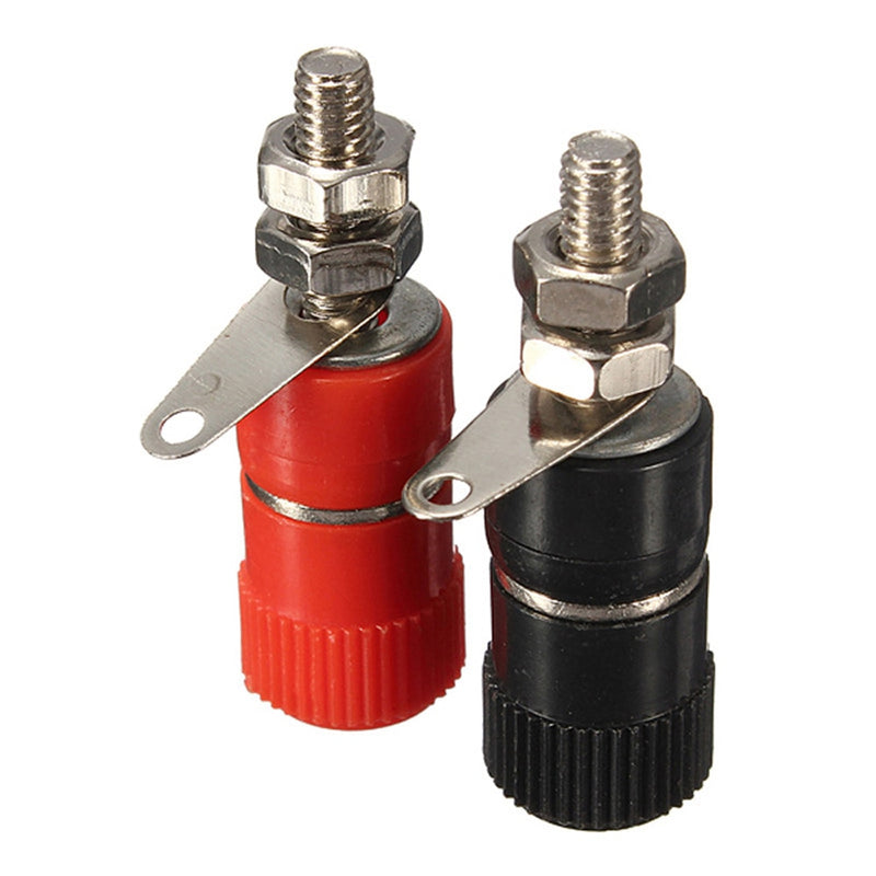 10pcs 4mm Red&amp;Black Banana Socket Professional Binding Post Nut Banana Plug Jack Connector Nickel Plated For 4mm Banana Plug
