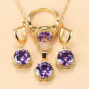 2022 Sell Well Wedding 925 Mark Jewelry Sets Black Zircon Dangle Earrings And Necklace Ring 3 Piece Set women Trendy Costume