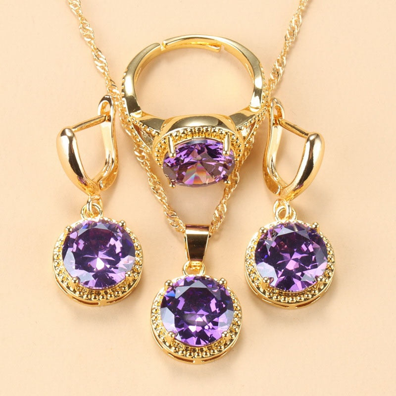 2022 Sell Well Wedding 925 Mark Jewelry Sets Black Zircon Dangle Earrings And Necklace Ring 3 Piece Set women Trendy Costume