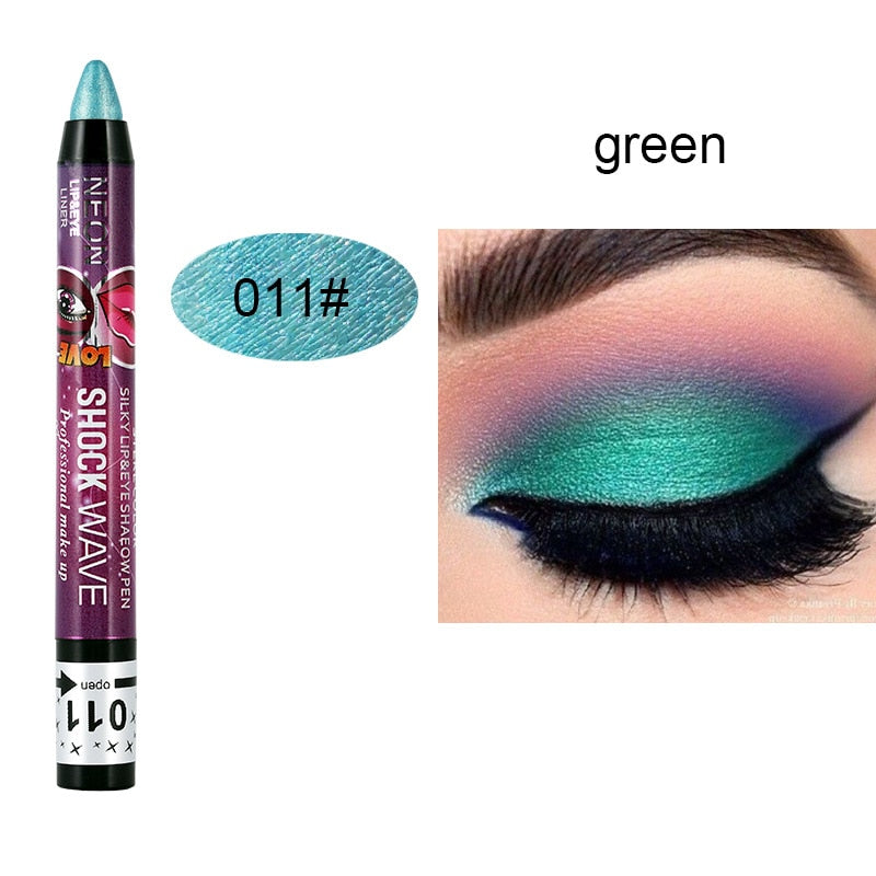 Pearlescent Eyeshadow Pen 12 Colors Lasting Waterproof Not Blooming Shiny Glitter Silkworm Gel Pen Eye Shadow Pencil Cosmetic