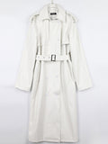 Lautaro Autumn Extra Long Oversized Black Faux Leather Trench Coat for Women Long Sleeve Belt Double Breasted Loose Fashion 2021