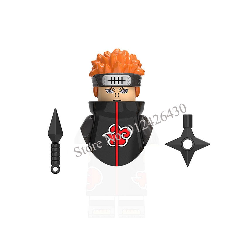Naruto Sasuke Kakashi Akatsuki bricks Building Blocks Anime cartoon Mini Action Figures Heads Assembly Toys kids Christma Gifts