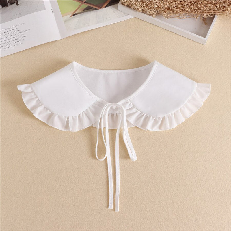 Linbaiway 2022 Lace Chiffon Doll Fake Collar Ladies Shawl Wrap Removable Detachable Embroidered False Collar Clothes Accessory