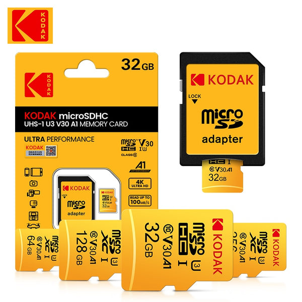 KODAK EVO Plus 256GB Memory Card 128GB U3 4K Micro SD Card 64GB 32GB SDHC Microsd UHS-I C10 TF Trans Flash Microsd with Adapter