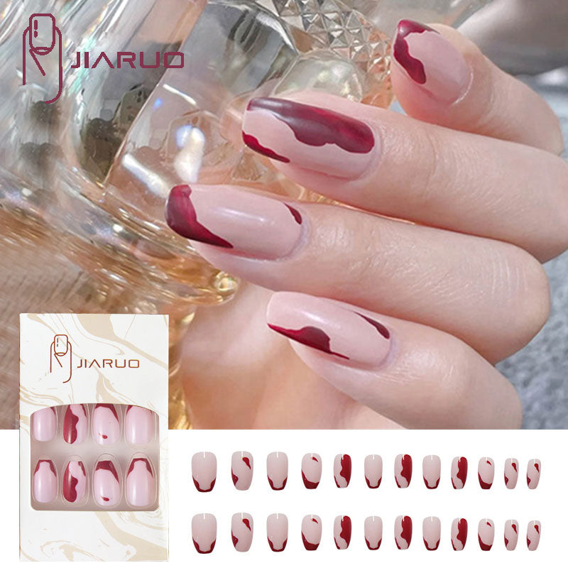 Fake Nails Art Nail Tips Press on False with Designs Set Full Cover Artificial Short Packaging Kiss Display Clear Tipsy Stick