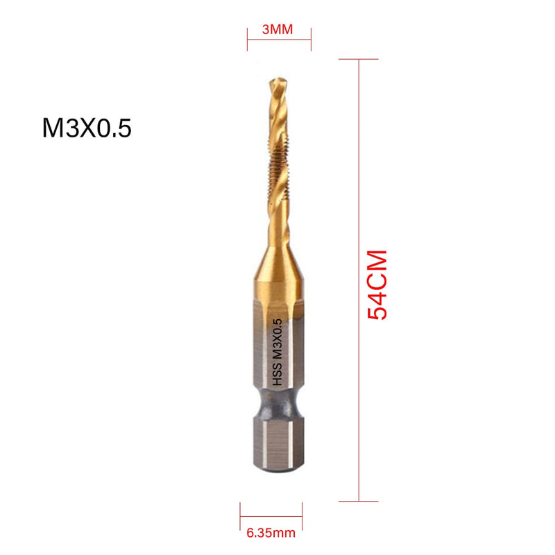 New Titanium Plated Hex Shank HSS Screw Thread Metric Tap Drill Bits Screw Machine Compound M3 M4 M5 M6 M8 M10 Hand Tools