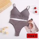2PCS/Set Women Seamless Bra Panties Set Sexy Stretch Sport Bra Thong Briefs Style Panty Bralette Crop Top Intimates Lingerie Set