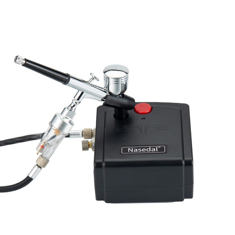 Nasedal NT-19 Dual-Action Airbrush Compressor Kit 0.3mm Airbrush Spray Gun for Nail Airbrush Model Cake Car Fish Shoes Painting
