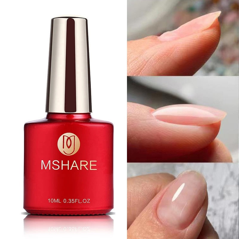MSHARE 10ml Milky White Builder Nail Extension Gel Self leveling Nails Quick Building Clear Pink Nail Tips UV Led Gel Soak Off