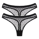 2PCS/Set Lace Sexy G-String Thongs Transparent Women&
