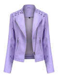 Autumn Winter Pu Faux Leather Jackets Women Long Sleeve Zipper Slim Motor Biker Leather Coat Female Outwear Tops