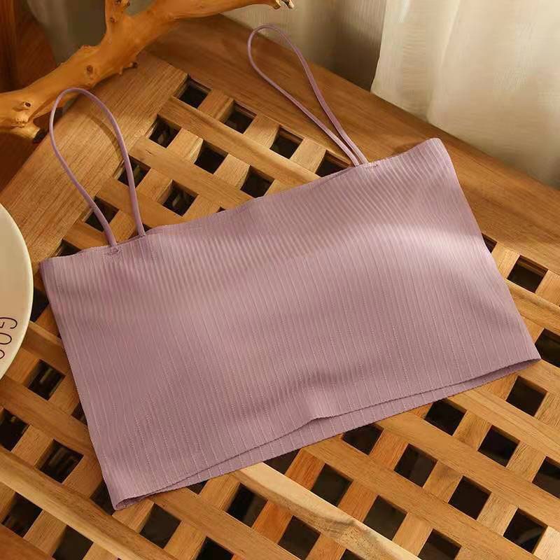 Fashion Women Sling Tube Top Sexy Bra Top Breathable Chest Pad Wearing Underwear Seamless Ice Silk Breast Wrap Lingerie Female