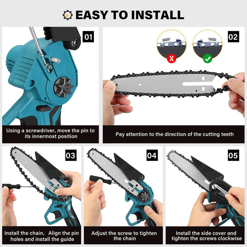 6 Inch Mini Electric Chain Saw With Battery Indicator 1500W 88V Rechargeable Woodworking Tool For Makita Battery 18V EU Plug