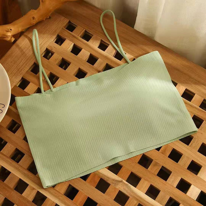 Fashion Women Sling Tube Top Sexy Bra Top Breathable Chest Pad Wearing Underwear Seamless Ice Silk Breast Wrap Lingerie Female