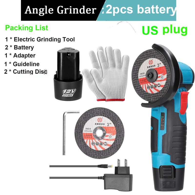12V Brushless Angle Grinder with Lithium Battery 15000Rpm Grinder Cutter for Cutting Polishing Ceramic Tile Wood Stone Steel