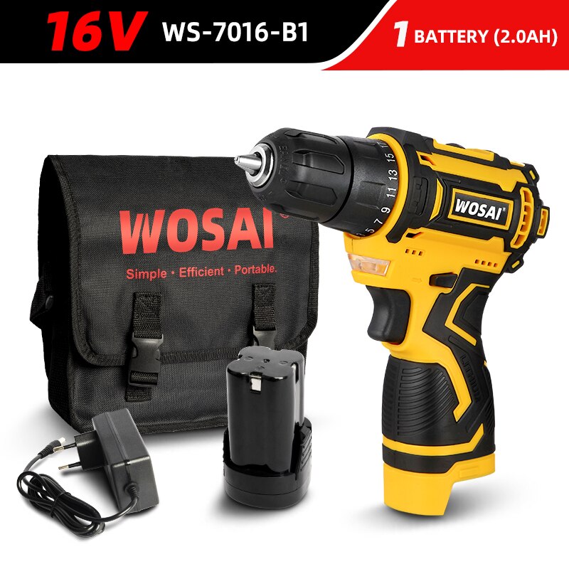 WOSAI 16V MAX Brushless Cordless Drill 32N.m Electric Screwdriver 25+1 Torque Settings 2-Speeds MT-Series Power Tools