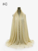 Pleated Plain Hijab Scarf Muslim Women Cotton Crinkle Headband Veil Scarves 2021 Fashion Islamic Headscarf Head Wraps Turban