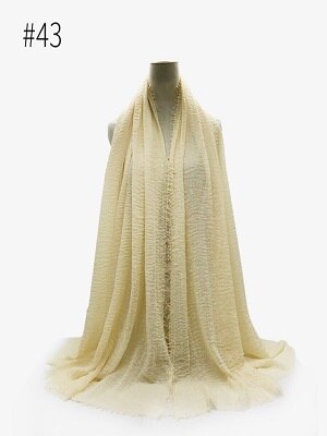 Pleated Plain Hijab Scarf Muslim Women Cotton Crinkle Headband Veil Scarves 2021 Fashion Islamic Headscarf Head Wraps Turban