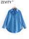 Zevity New Women Simply Candy COlor Single Breasted Poplin Shirts Office Lady Long Sleeve Blouse Roupas Chic Chemise Tops LS9114