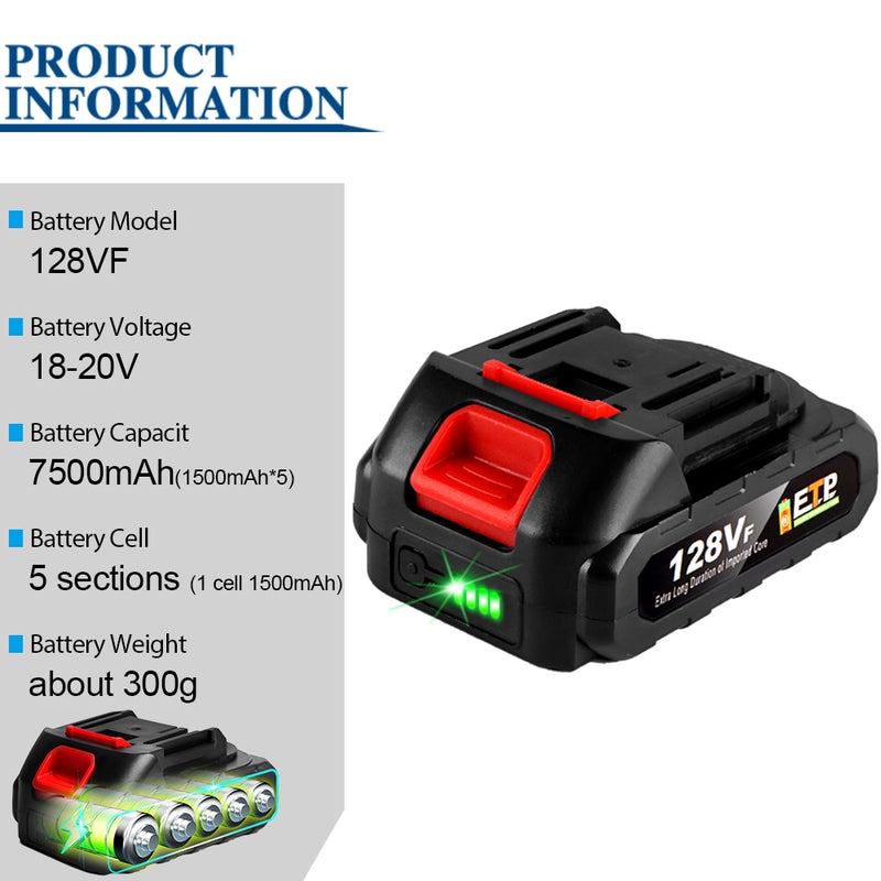 Rechargeable Lithium Ion Battery.for Makita interface.7500mAh Lithium Battery.15000mAh Lithium Battery.22500mAh Battery.EU Plug