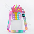Unicorn Pop Antistress Toys Silicone Push Pop Bubble Bag Unicorn Crossbody Bag Reliver Autism Handbag Coin Pouch Purse for Kids