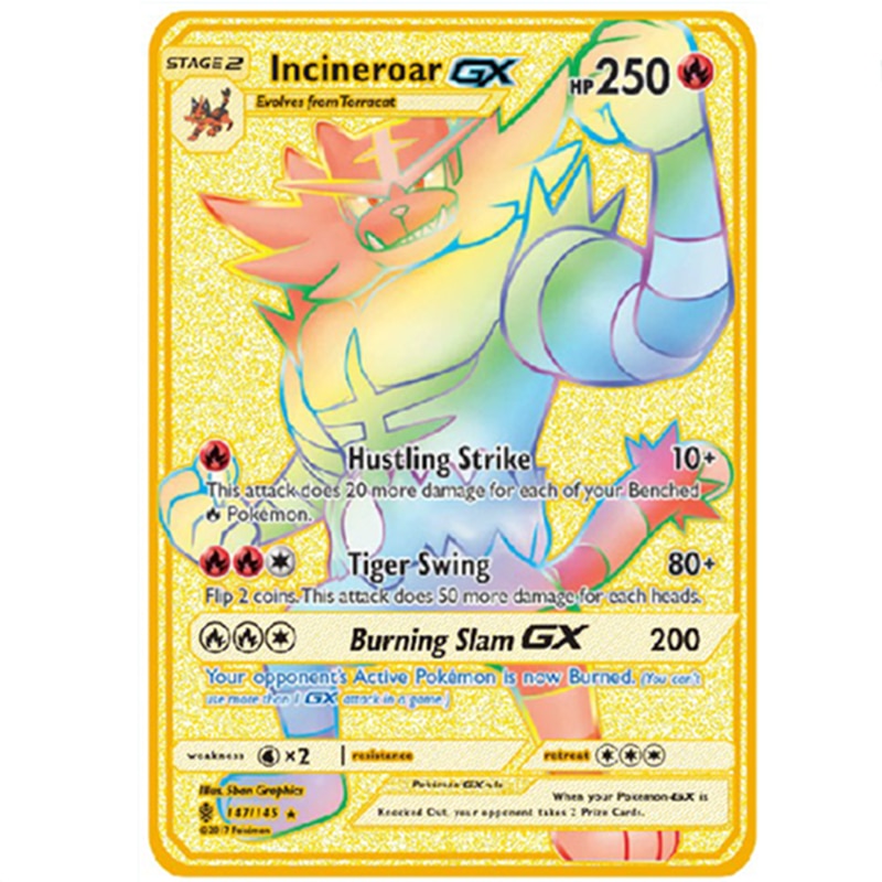 Newest Pokemon Vmax V GX EX Shiny Gold Metal Card PV French Game Tag Team Fighting Ordering Series Child Christmas Gift
