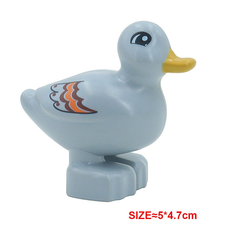 Big Building Block Accessories Chicken Duck Dog Cat Bird Cattle Sheep Zebra Rhinoceros Insect Zoo Series DIY Duploes Toy Gift