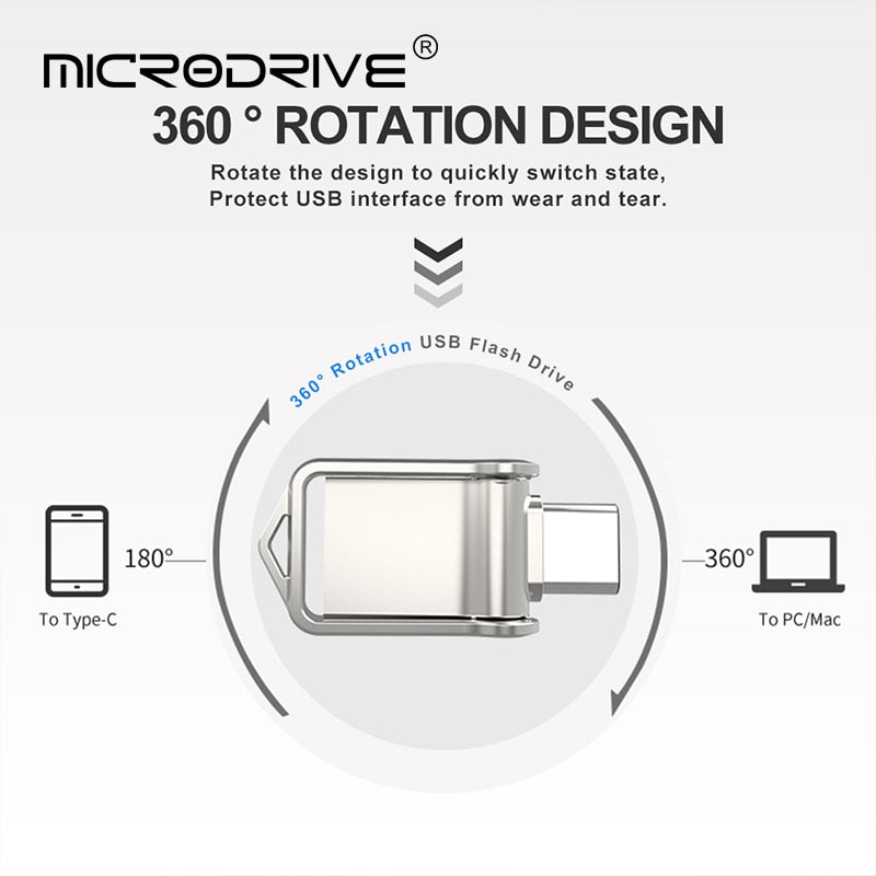USB Flash Drive 32GB OTG Metal USB 2.0 Pen Drive Key 64GB Type C High Speed pendrive Mini Flash Drive Memory Stick