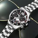 2022 Fashion Mens Watches Luxury Stainless Steel Quartz Wristwatch Calendar Luminous Clock Men Business Casual Leather Watch