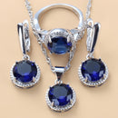 2022 Sell Well Wedding 925 Mark Jewelry Sets Black Zircon Dangle Earrings And Necklace Ring 3 Piece Set women Trendy Costume
