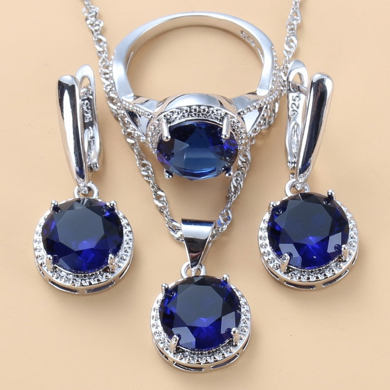 2022 Sell Well Wedding 925 Mark Jewelry Sets Black Zircon Dangle Earrings And Necklace Ring 3 Piece Set women Trendy Costume