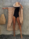 Fitshinling Summer Vintage Kimono Swimwear Halo Dyeing Beach Cover Up With Sashes Oversized Long Cardigan Holiday Sexy Covers