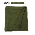 Muslim Women Stretchy Jersey Hijab Plain Cotton Jersey Hijabs  Islamic Soft Turban Head Wraps Headscarf 170X60cm