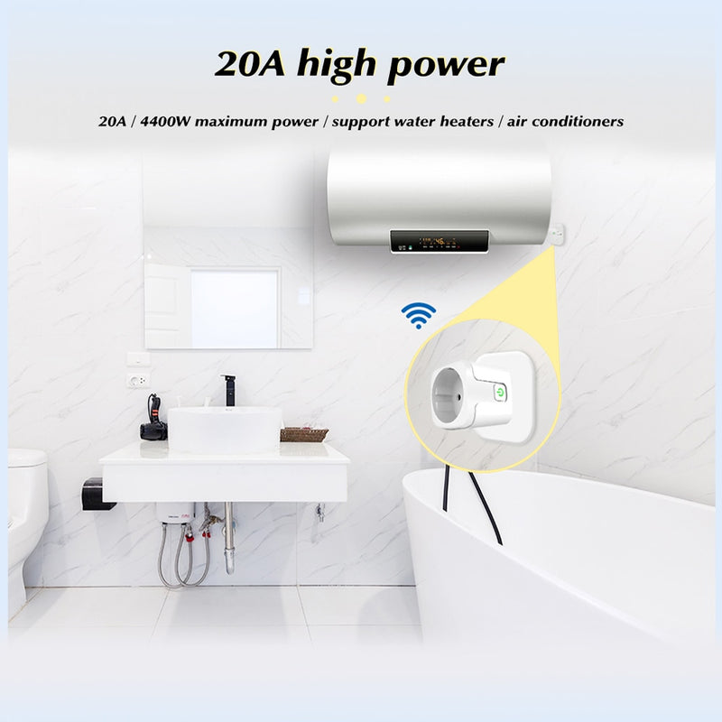20A EU Smart Plug Tuya Wifi Remote Power Socket With Energy Monitoring Function Voice Control For Alexa Yandex Alice Google Home
