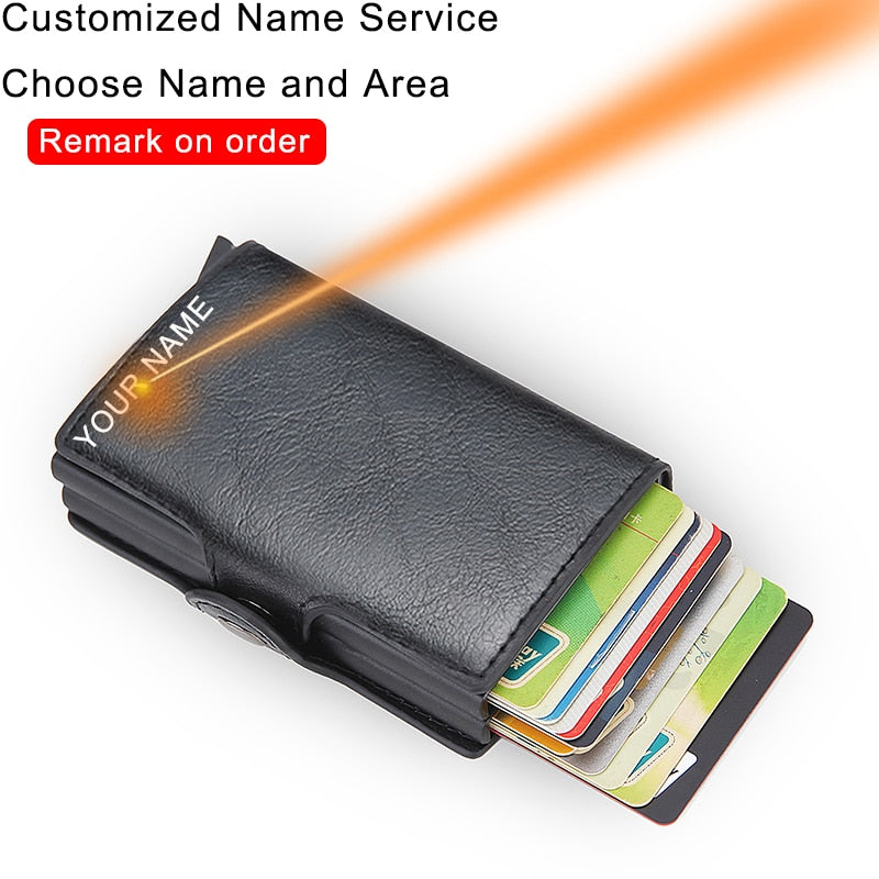 Top Quality Rfid Wallet Men Money Bag Mini Purse Male Aluminium Card Wallet Small Clutch Leather Wallet Thin Purse Carteras 2022