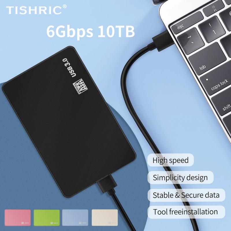 TISHRIC External HD Case 2.5 HDD Case SSD External Hard Drive Box Enclosure 6Gbps 10TB SATA to USB 3.0 Hard Disk Case Adapter