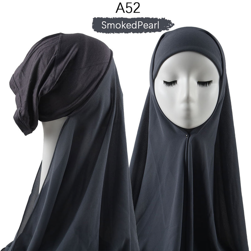 Women Muslim Instant Chiffon Hijab With Cap Underscarf Bonnet HIjabs  Scarf Islam Headscarf Headwrap Turbante